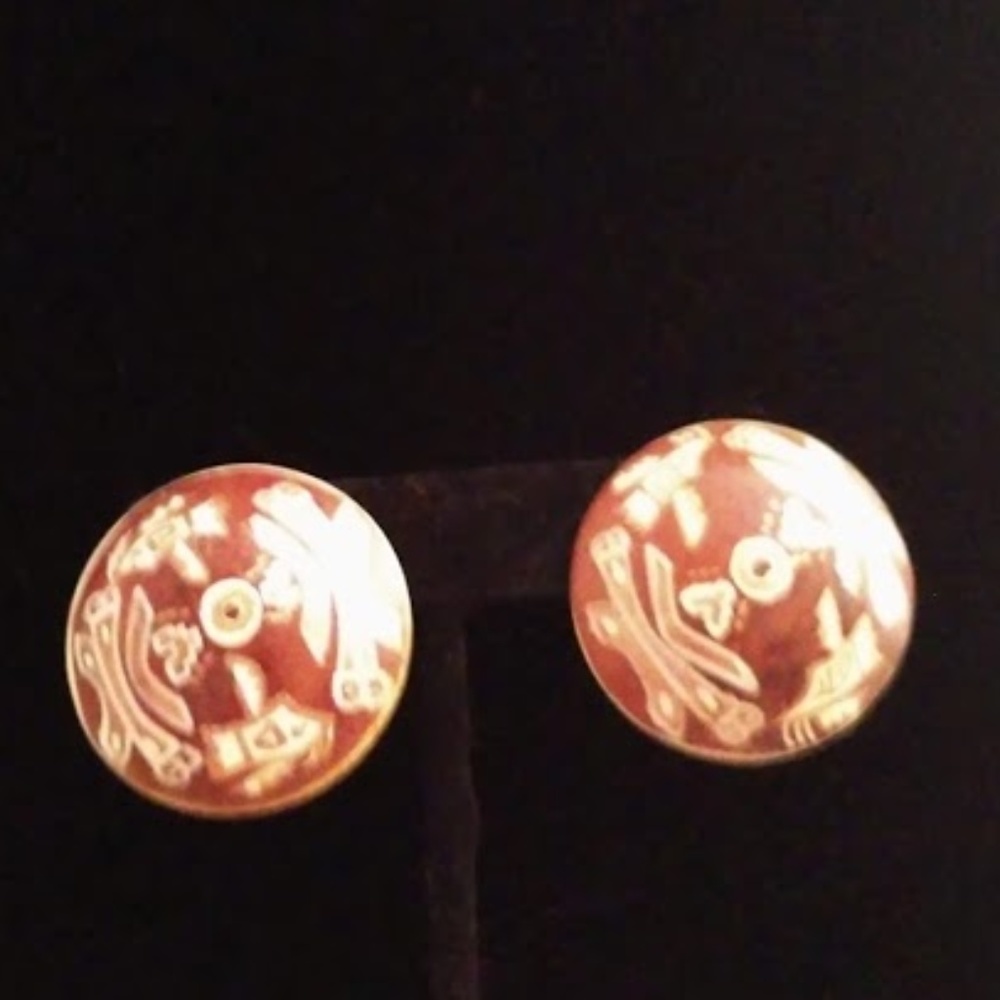 Painted Wooden Earrings-80's Style